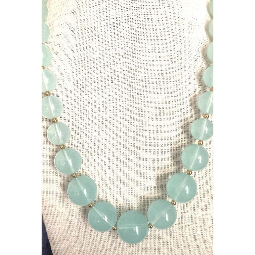 JOAN RIVERS Signed Aqua Lucite Beaded Necklace~ - Picture 3 of 8
